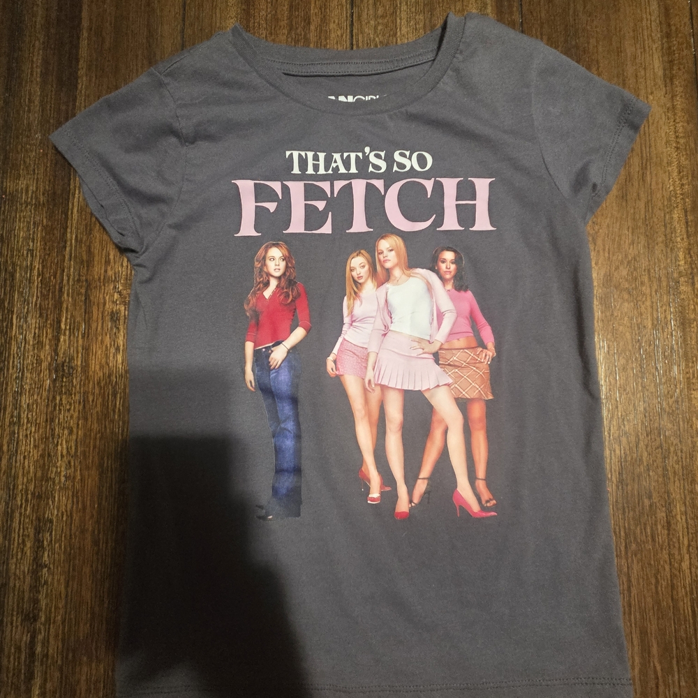 Girls' 'That's So Fetch' Graphic Tee - Charcoal with Pink Print